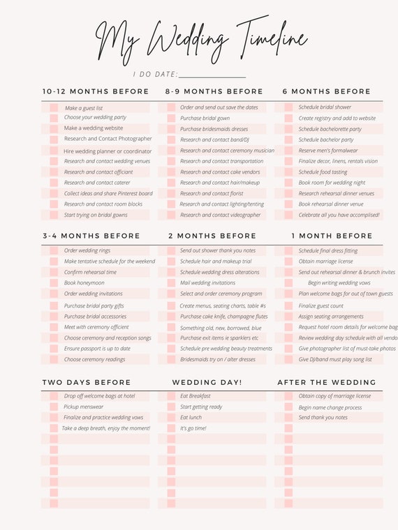 printable wedding ceremony checklist