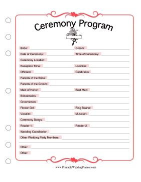 Ceremony Program - Weddings