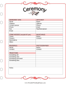 printable wedding ceremony planner