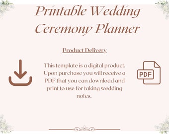 Printable Wedding Ceremony Planner  