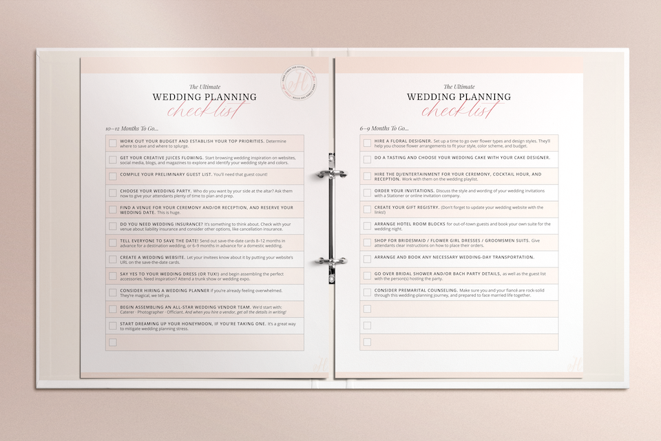 printable wedding checklist 6 months