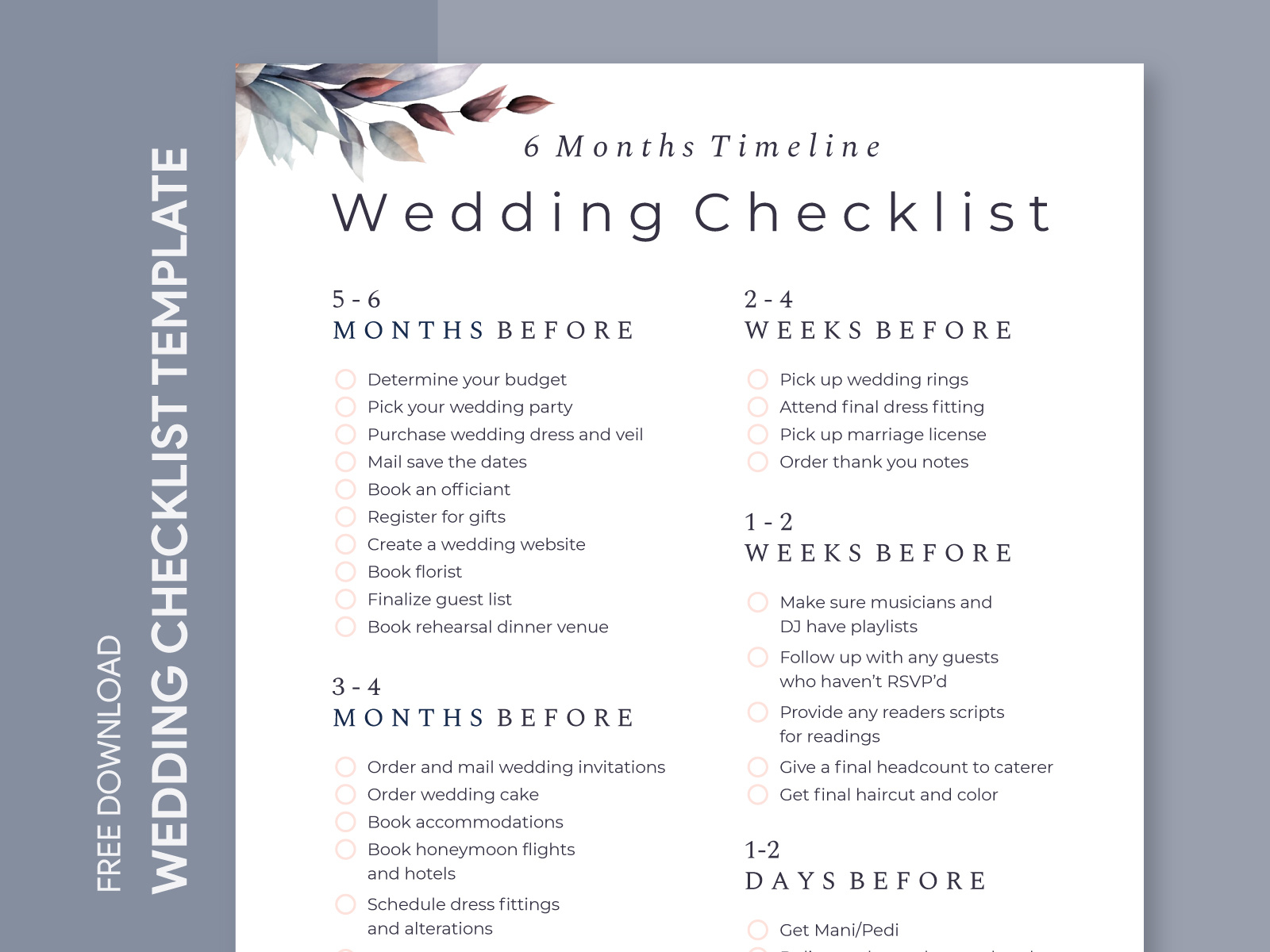 Modern Wedding Checklist Free Google Docs Template by Free Google ...