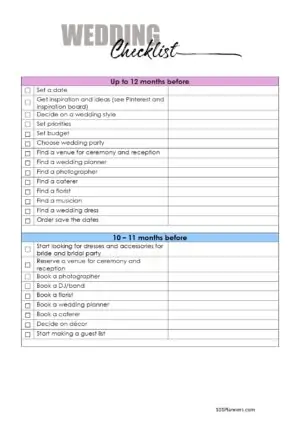 FREE Wedding Checklist PDF, Word, Excel, Google Docs/Sheets