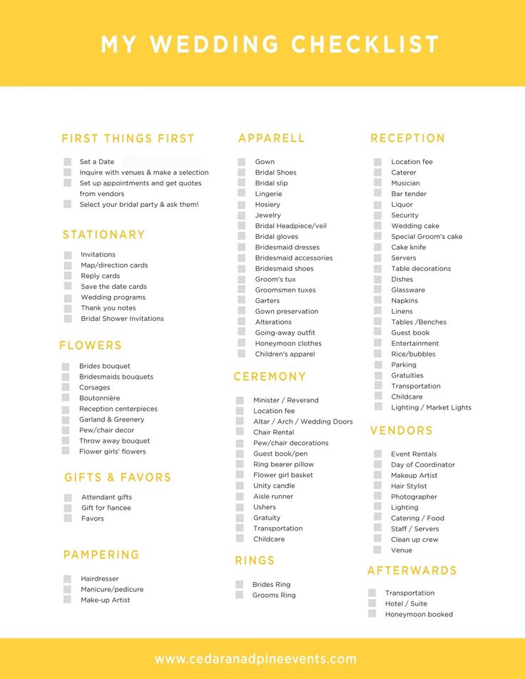 printable wedding checklist free