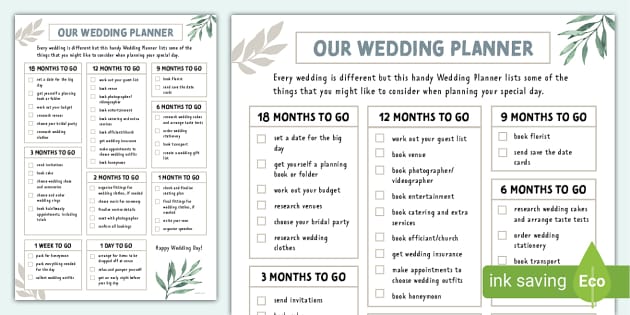 printable wedding checklist nz