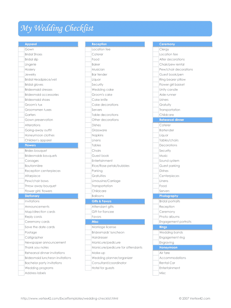 printable wedding checklist pdf