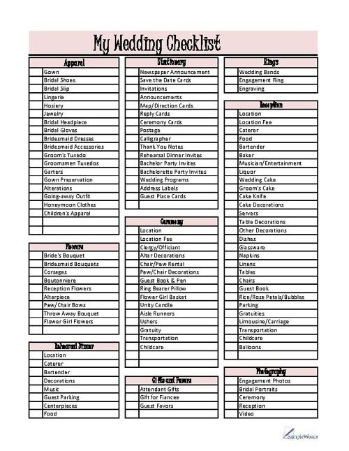 Wedding Planning Checklist - Download PDF