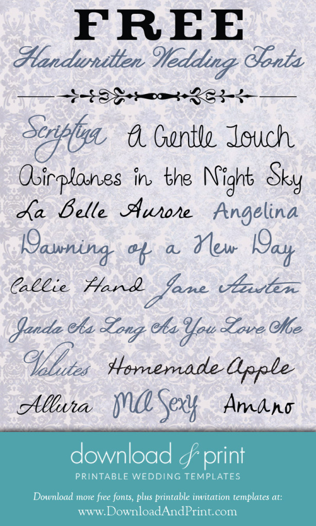 Free Handwritten Wedding Fonts: Download and Print