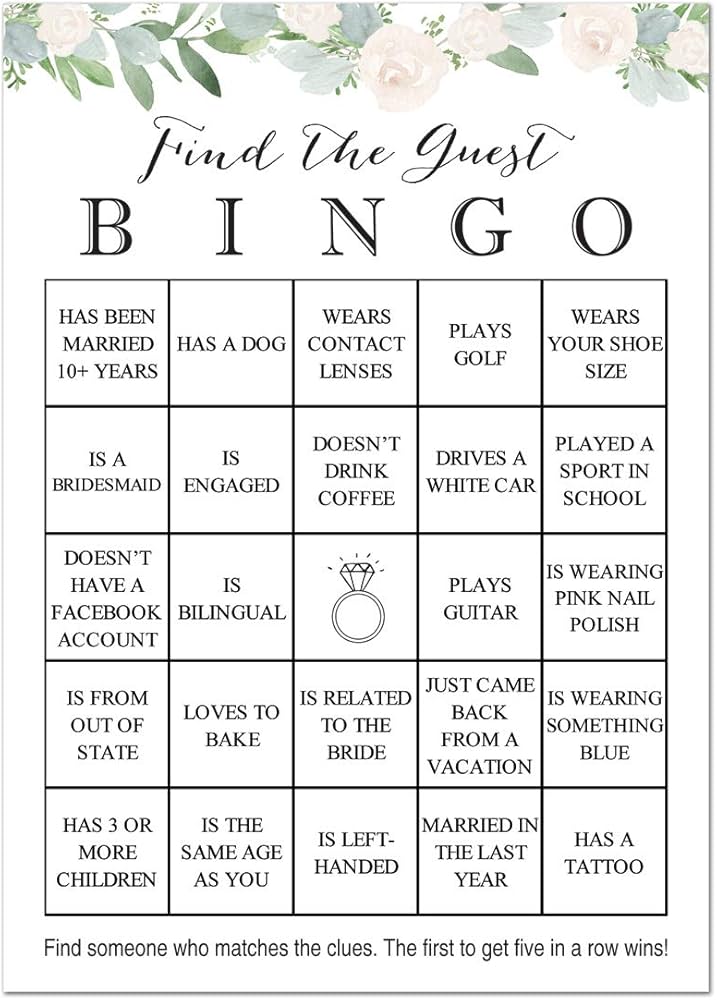 printable wedding gift bingo cards