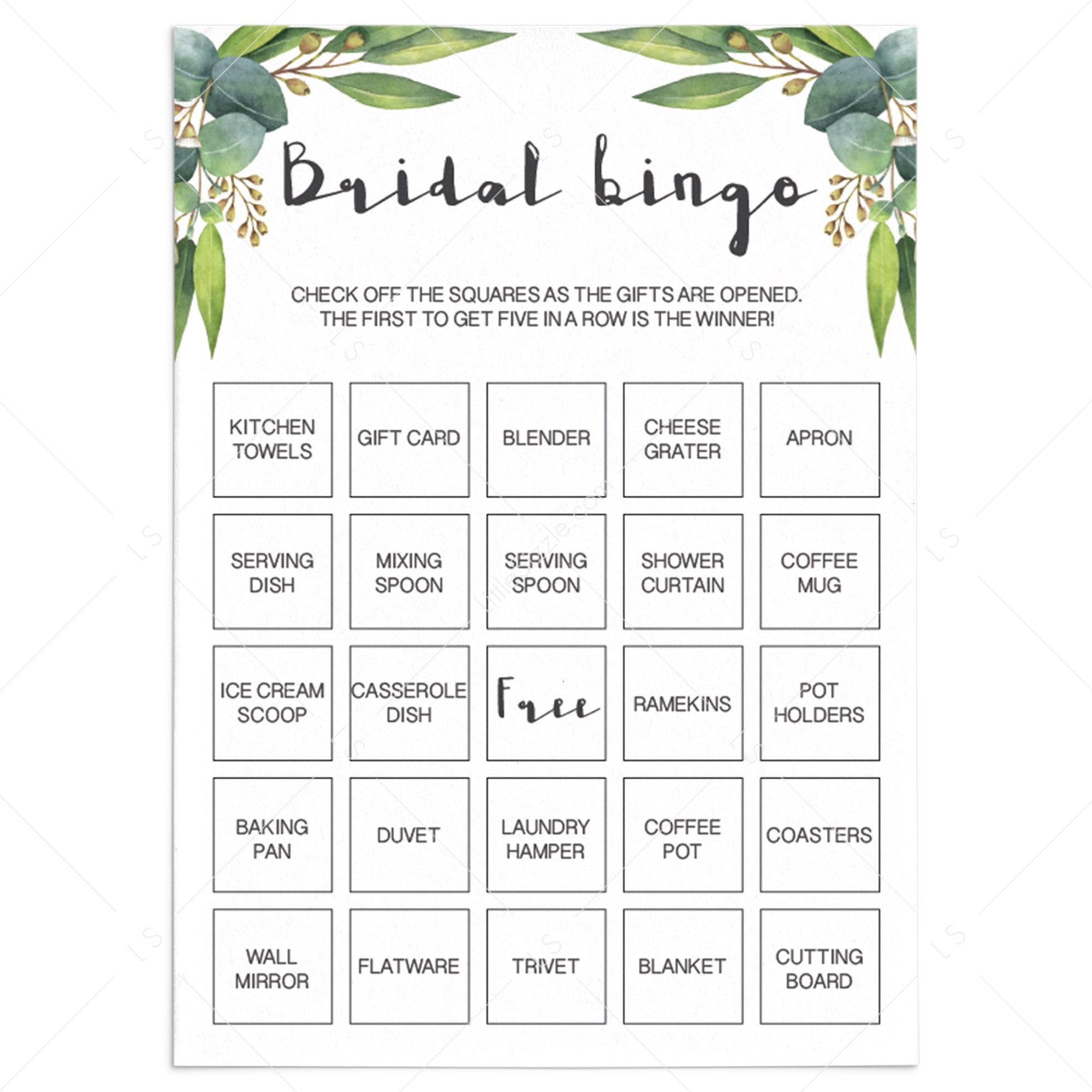 printable wedding gift bingo cards