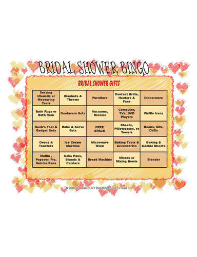 printable wedding gift bingo cards