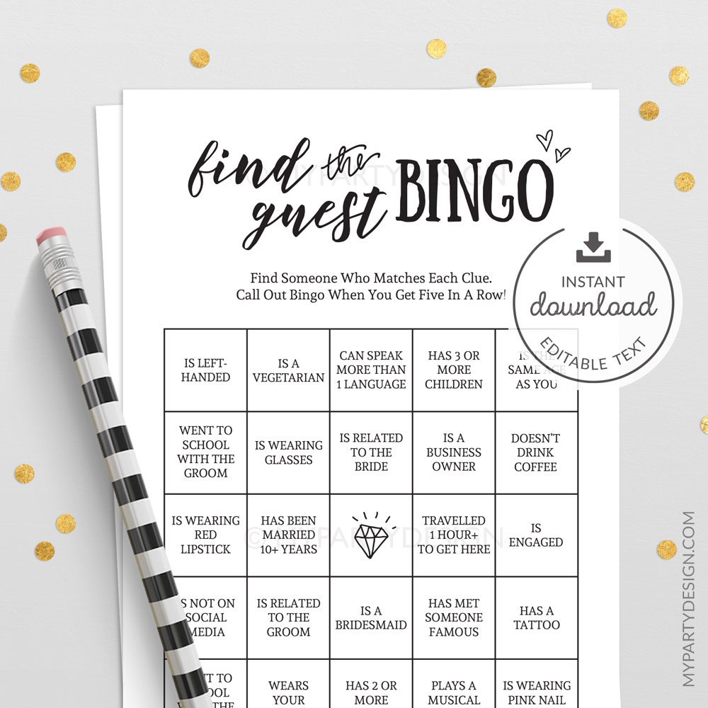 printable wedding gift bingo cards