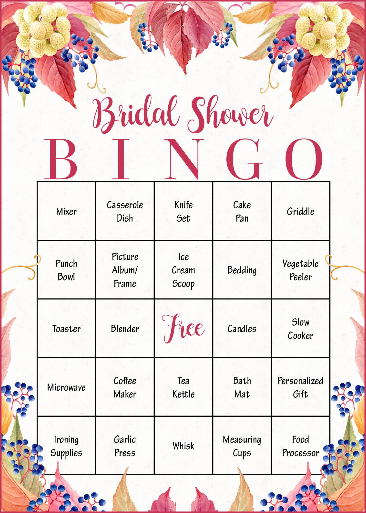 printable wedding gift bingo cards