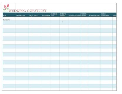Free Wedding Guest List Templates to Download