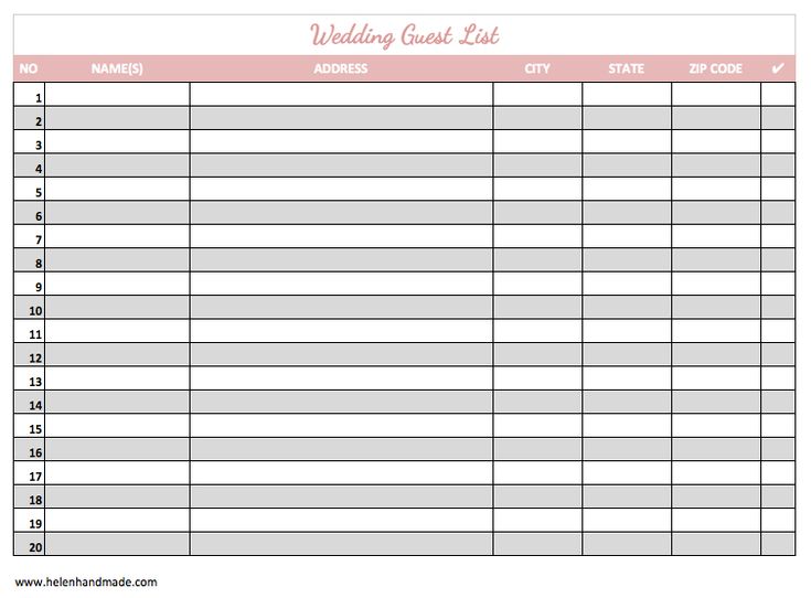 printable wedding guest checklist