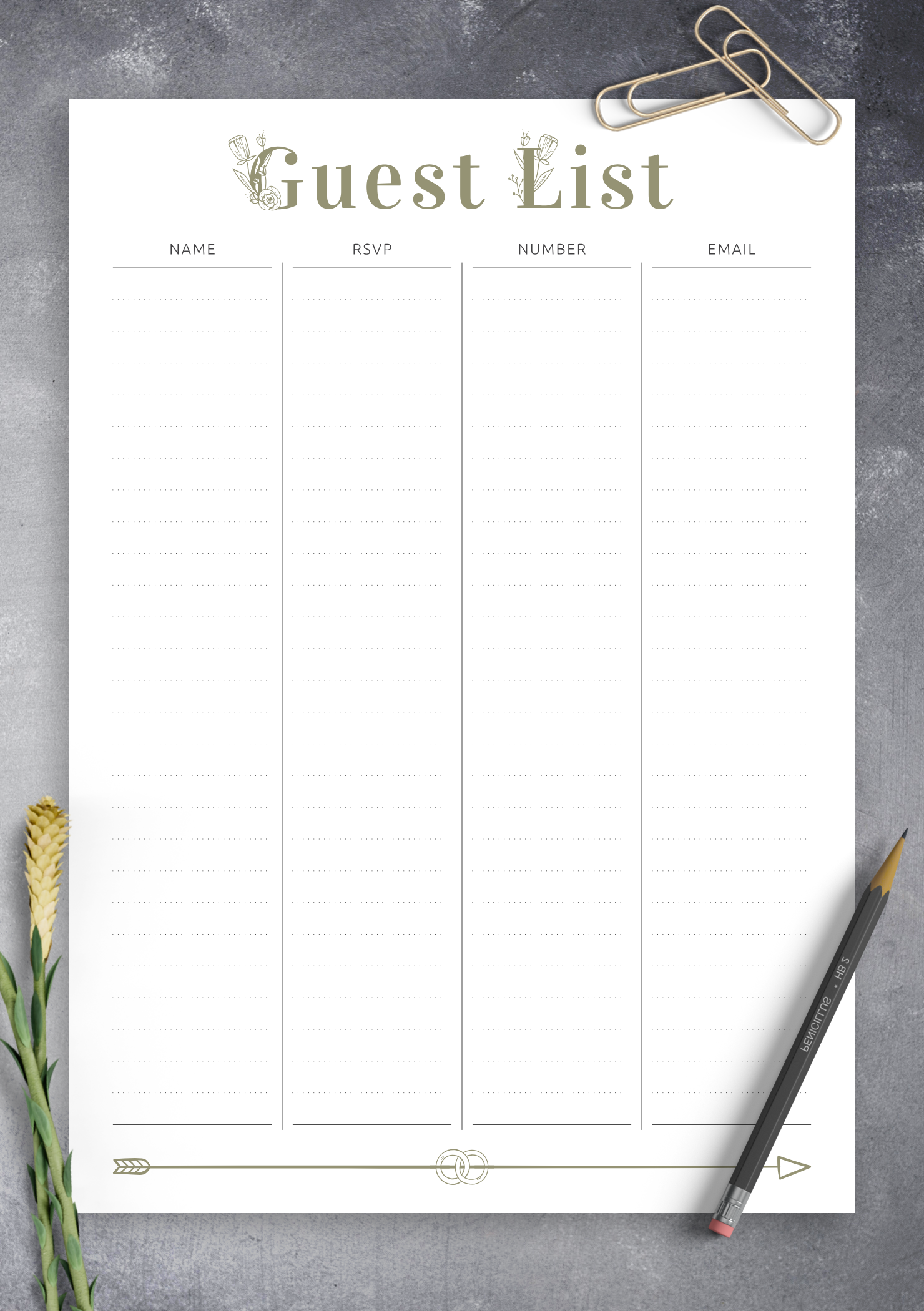 printable wedding guest list organizer