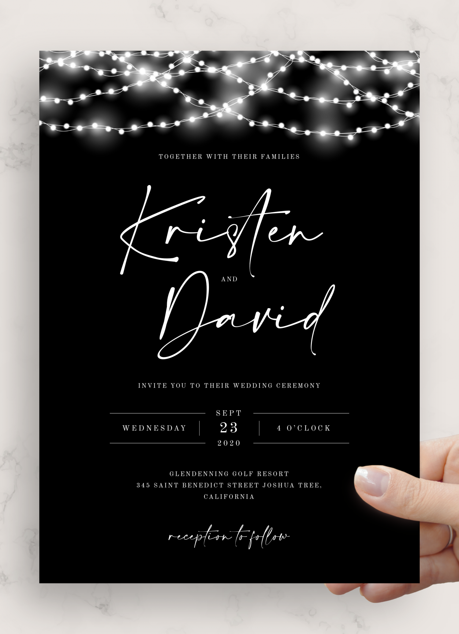 Download Printable Black Wedding Invitation PDF
