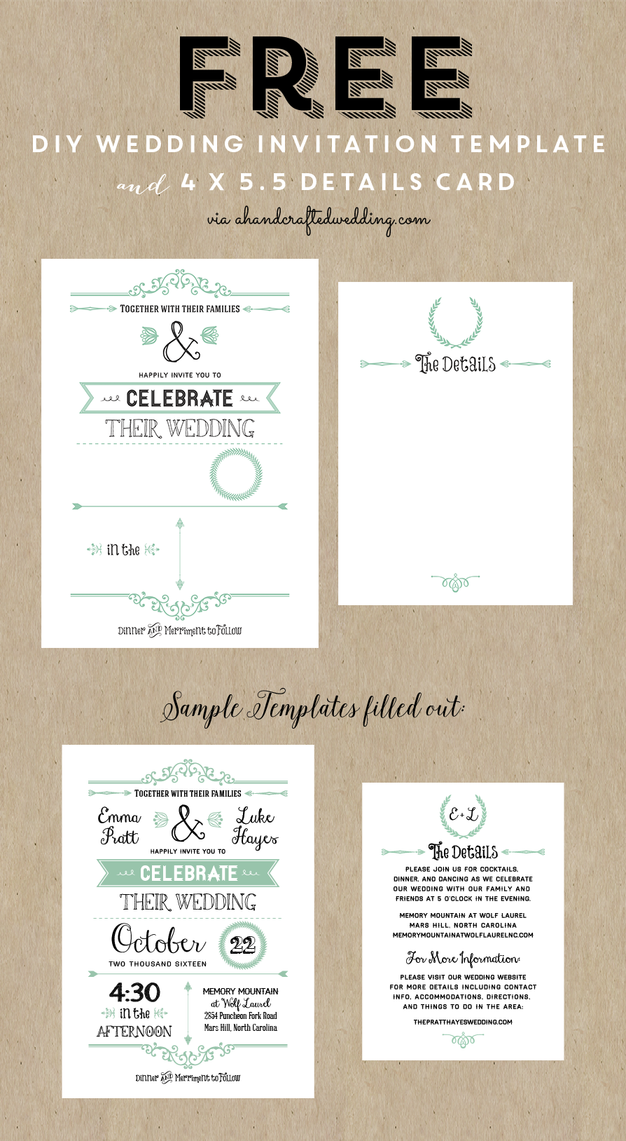 printable wedding invitation downloads