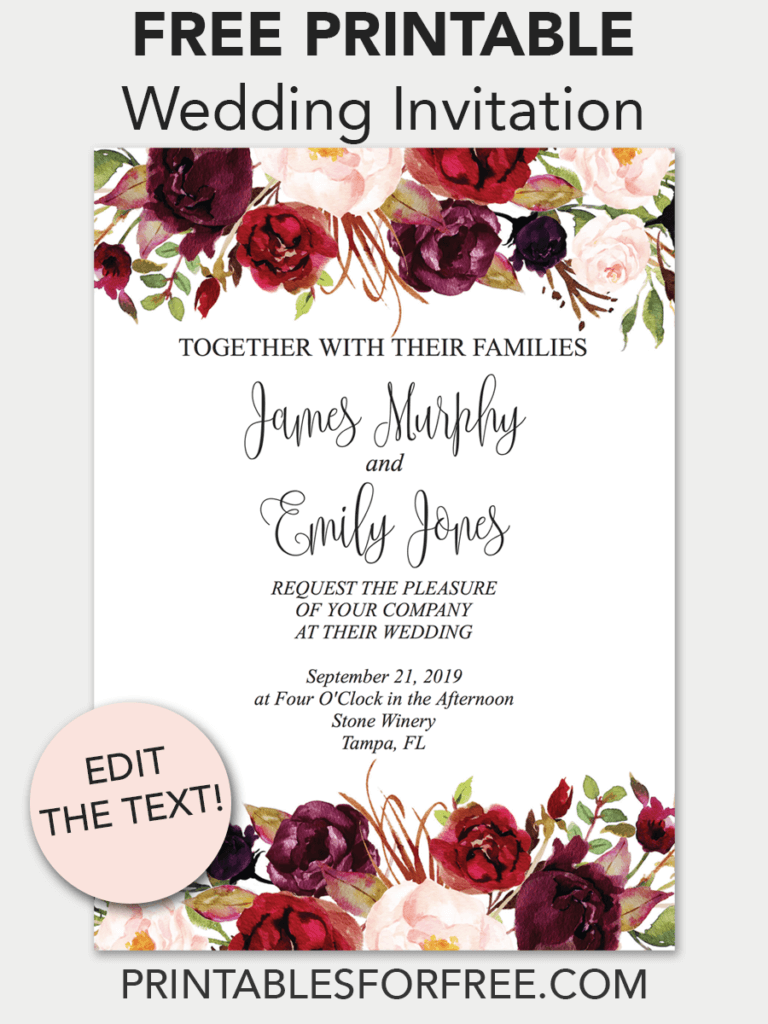 printable wedding invitation templates free download