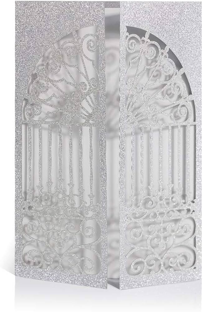 Laser Cut Printable Wedding Invitations Set, 25 Pack, 4.7 x 7 Inch ...