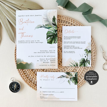 Printable Wedding Invitation Card &  Suite Template