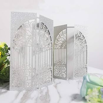 Laser Cut Printable Wedding Invitations Set, 25 Pack, 4.7 x 7 Inch ...
