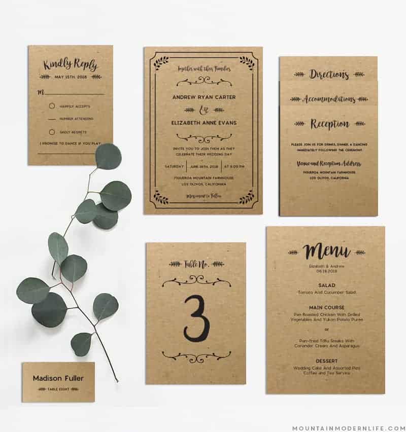 printable-rustic-wedding-invitation-set-editable-templates ...