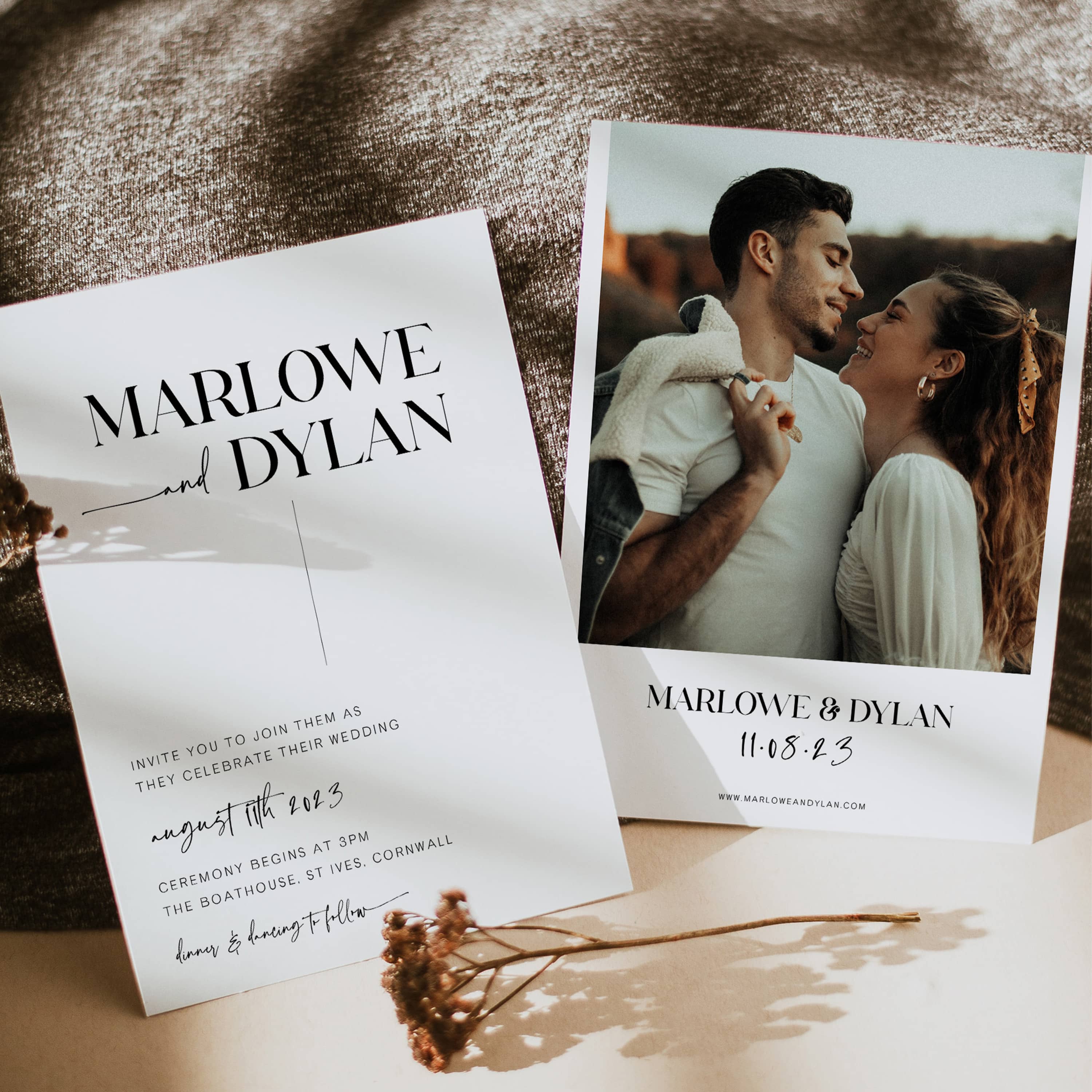 Modern Minimalist Wedding Invitation Suite Template - MARLOW ...