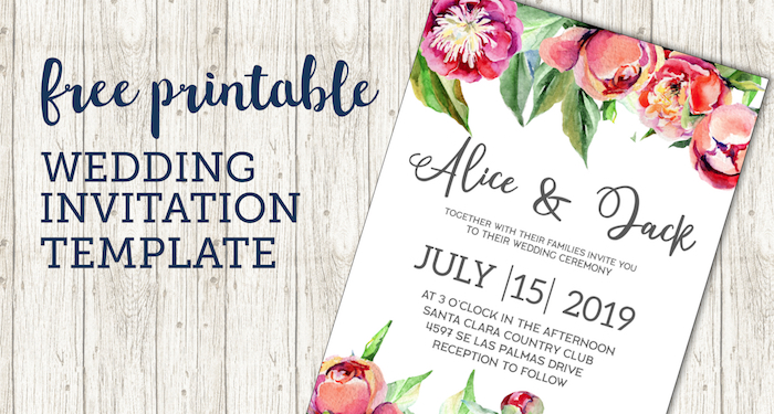 Free Wedding Invitation Template {Floral Peonies} - Paper Trail Design