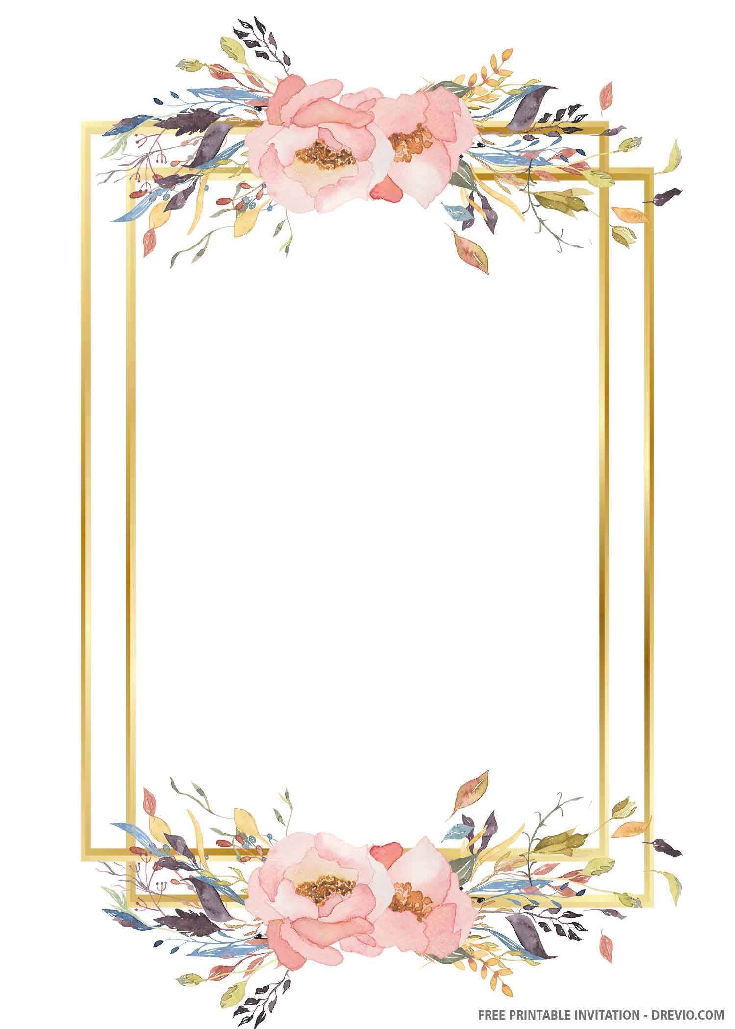FREE PRINTABLE) Gold Wedding Invitation Template - Download ...