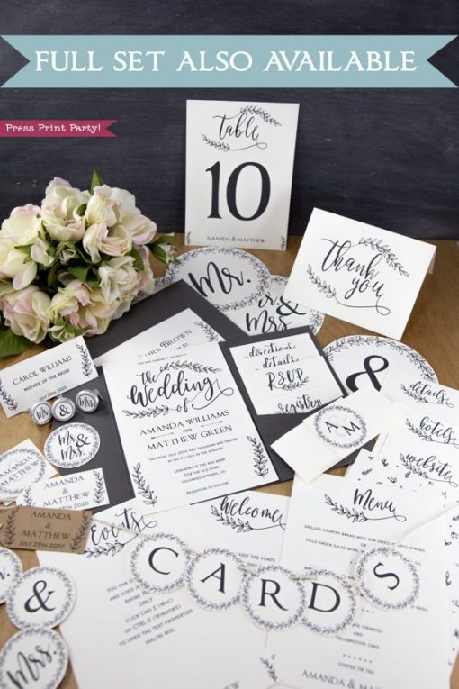 Mr &  Mrs Wedding Banner (Rustic Leaf Design) - Press Print Party!