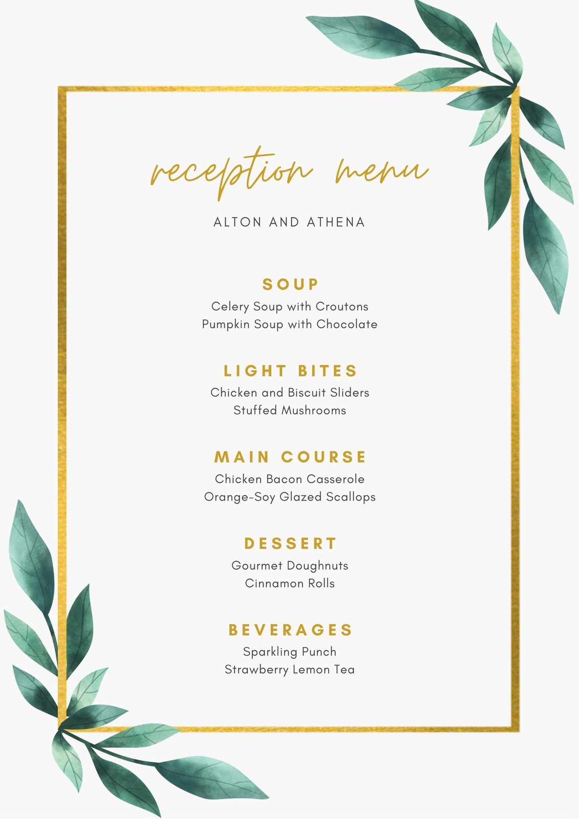 printable wedding menu cards