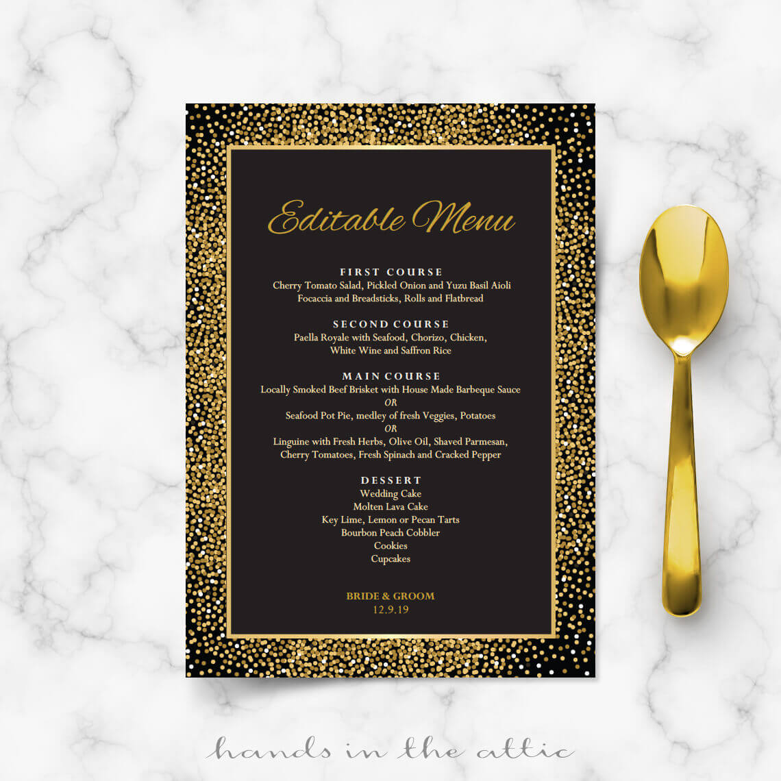 printable wedding menu cards