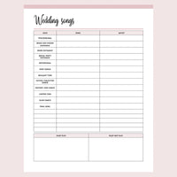 printable wedding music checklist
