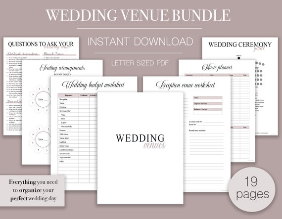Wedding Venues Planner, Printable Planner For Brides, Digital ...