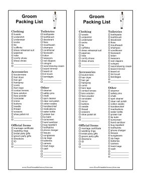 Printable Groom Packing List