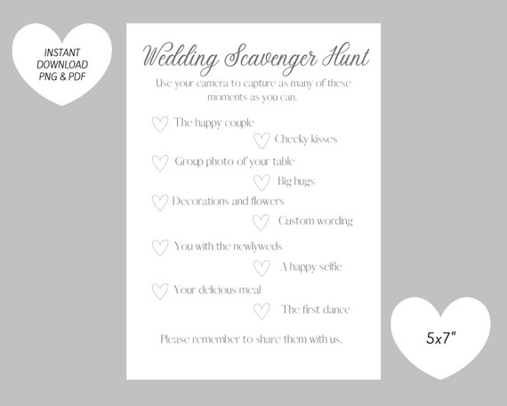 printable wedding photo scavenger hunt