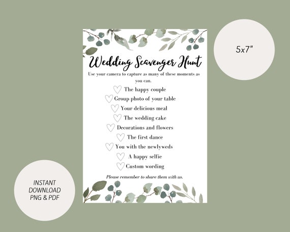 printable wedding photo scavenger hunt