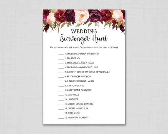 printable wedding photo scavenger hunt