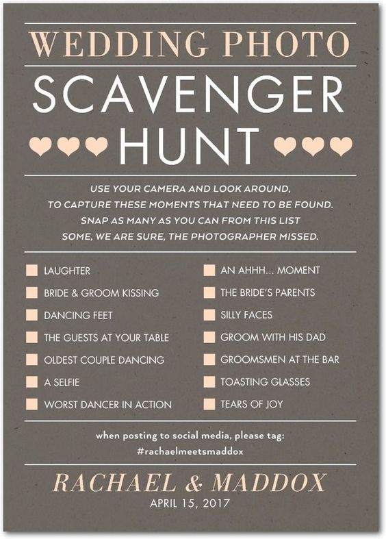 printable wedding photo scavenger hunt