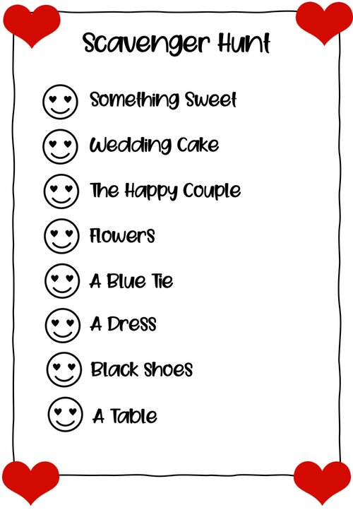 printable wedding photo scavenger hunt