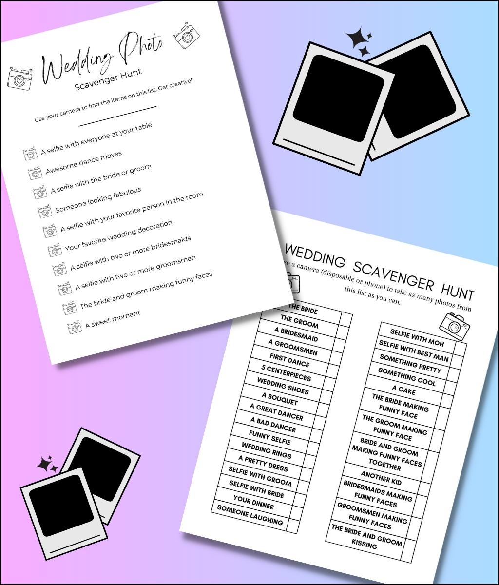 printable wedding photo scavenger hunt