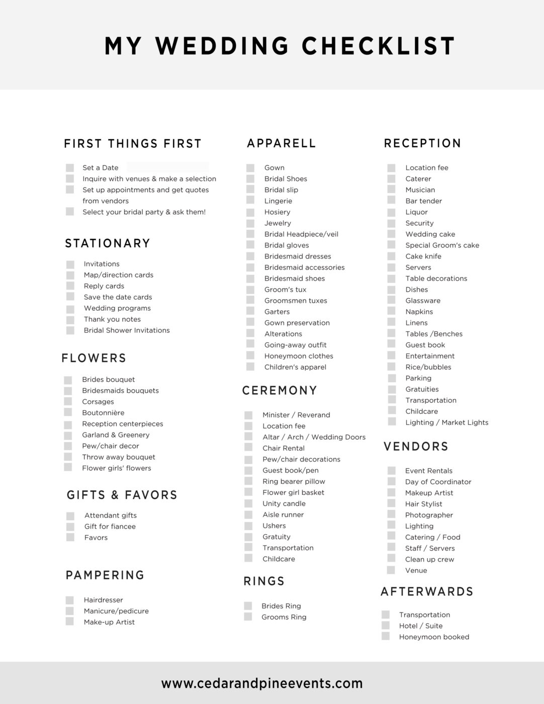 2024 Wedding Planning Checklist Printable Timeline To Do List 