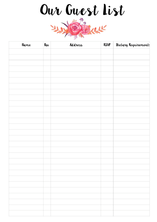 Looking for a Wedding Planner - Guest List? Download it for free!