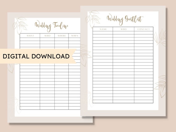 printable wedding planner guest list