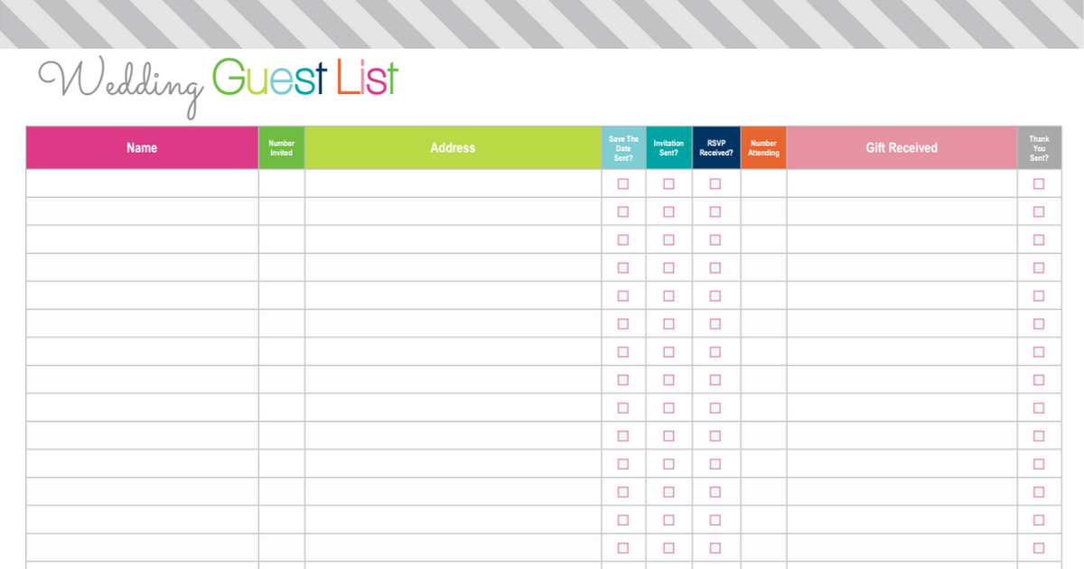 printable wedding planner guest list