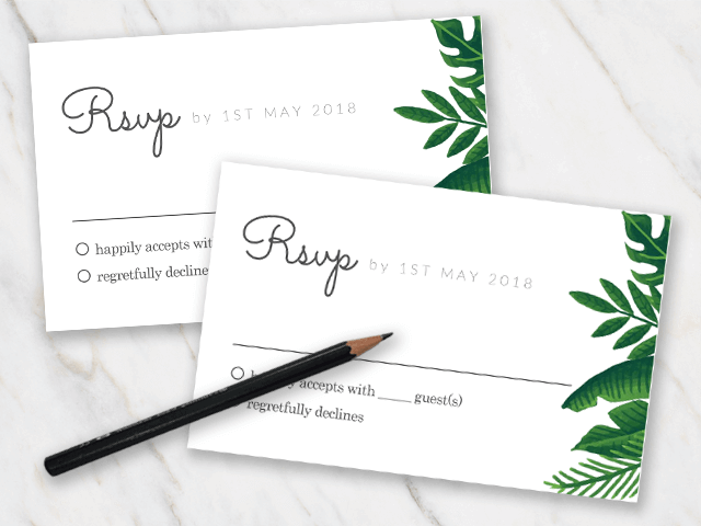 Printable FREE Wedding RSVP Template &  Cards Microsoft Word ...