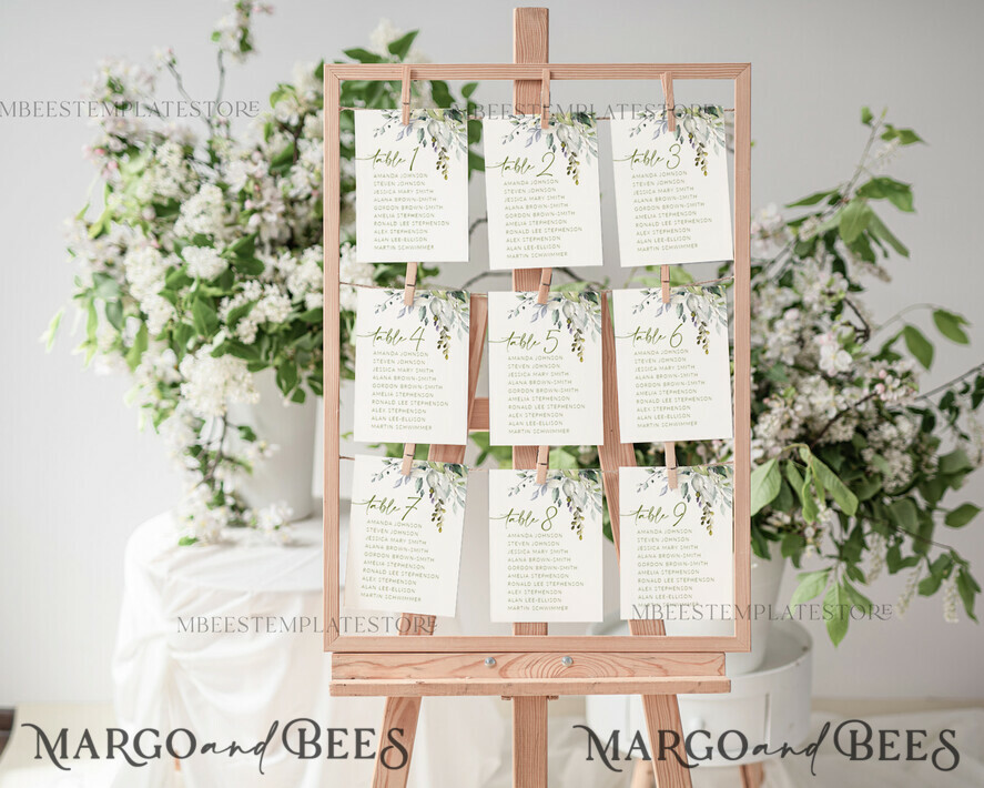 Wedding Seating Chart Cards Template, Printable Seating Chart ...