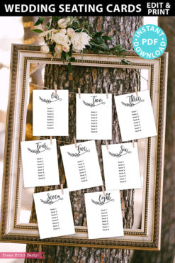Wedding Seating Chart Template Printable, Rustic leaf - Press ...