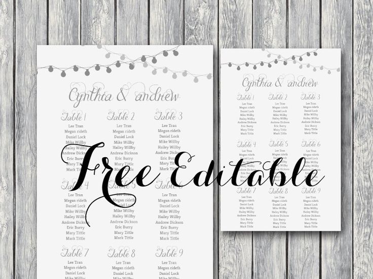 Free Night Light Wedding Chart Printable - Bride + Bows